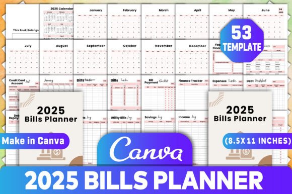 2025 Bills Planner Canva KDP Interiors