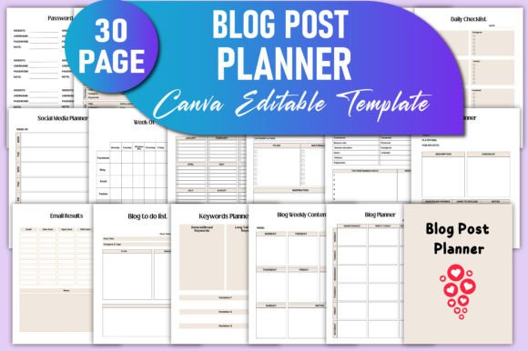Editable Blog Post Planner Canva KDP