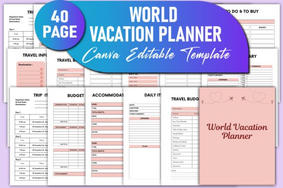 World Vacation Planner Canva KDP